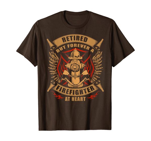 

retired but forever firefighter at heart retirement t-shirt, White;black