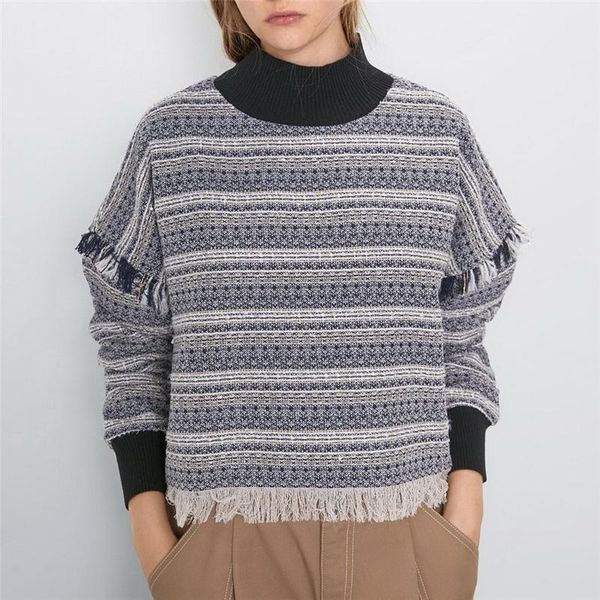 

women's blouses & shirts 2021 pullover autumn and winter female fashion small fragrant wind stripe elegant all-match classic ladies hi, White