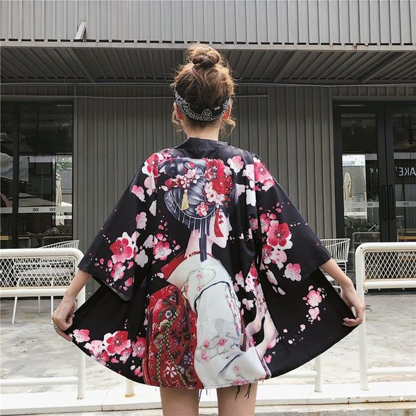 

kimono woman blouse summer japanese fashion obi yukata beach kimono cardigan men women asian clothes kimonos haori 10483, Red