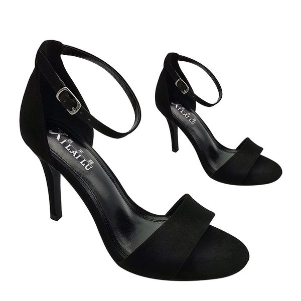 

shoes women 2021 shoes all-match buckle high heels 1, Black