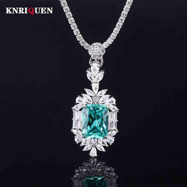 

2021 trend 100% 925 silver 12*16mm tourmaline z pendant necklace for women high carbon diamond wedding party fine jewelry