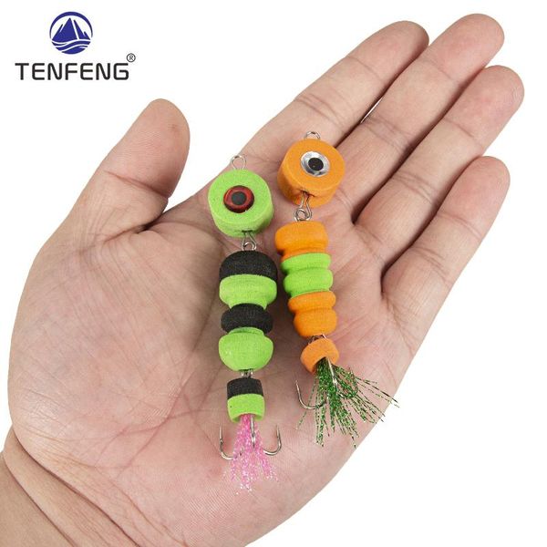 

pcs bait equipped with big eye foam hook treble fishing tackle accessories pesca peche high-carbon steel hooks