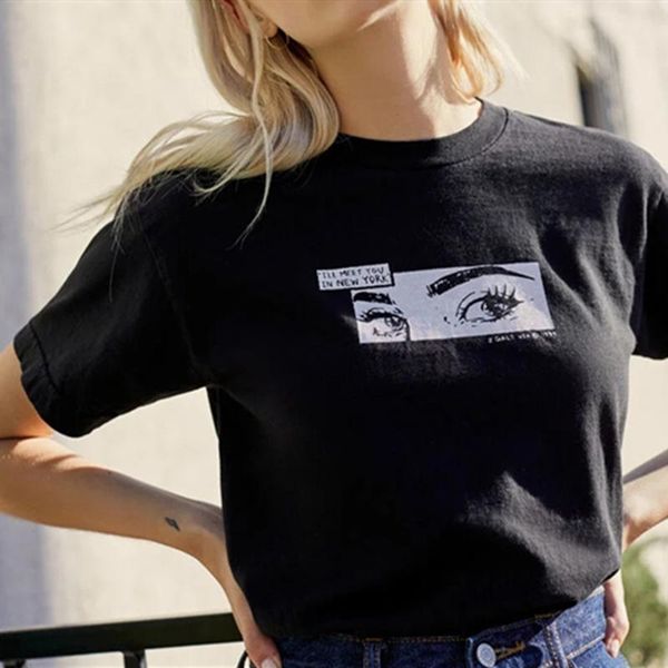 

ins college girls black eyes streetwear t shirts women cotton tshirts summer tees fashion harajuku teens kawaii women's t-shirt, White
