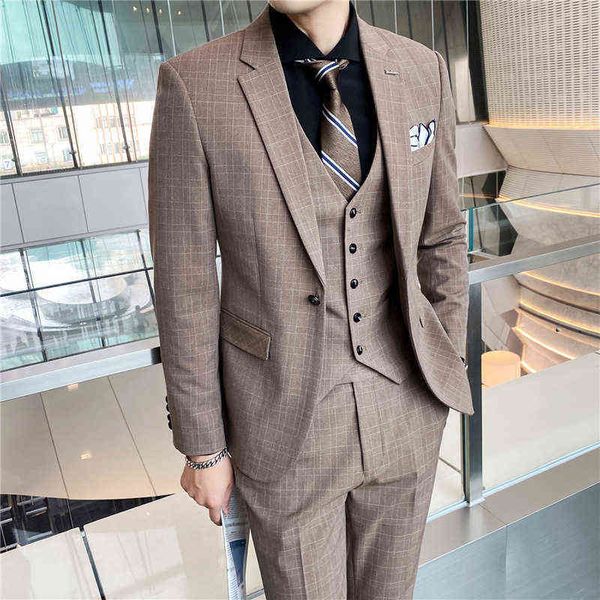 

luxury suits blaze suit men's busins casual three piece suit slim groomsman bridegroom man, Black
