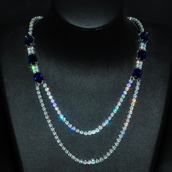 

chains luxury 925 sterling silver chain necklace for women bridal jewelry lab sapphire emerald wedding chocker