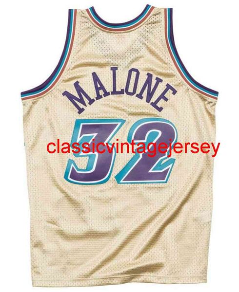 

mitchell & ness 1996-97 karl malone gold swingman jersey embroidery custom any name number xs-5xl 6xl, Black