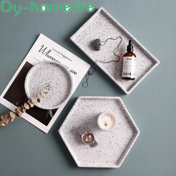 

kitchen storage & organization nordic style creative terrazzo pattern ceramic plate tray tea household sushi marble