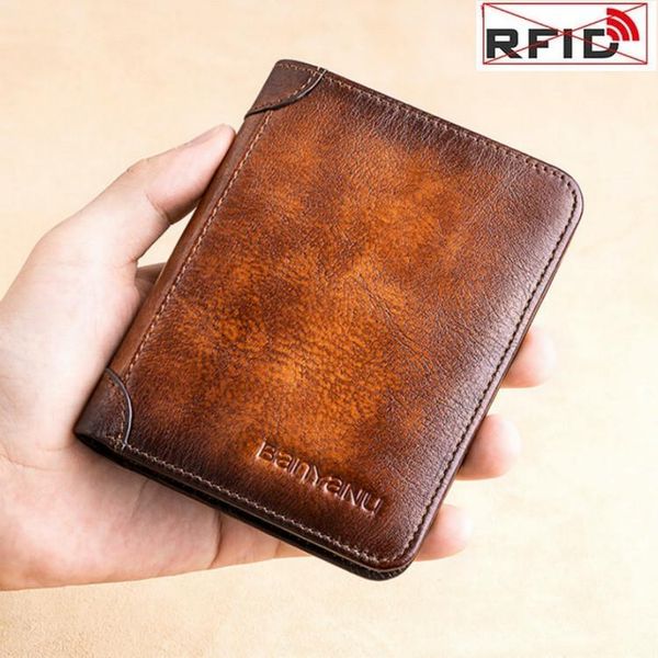 

wallets male genuine leather men wallet holders vintage brown rfid purses high quality, Red;black