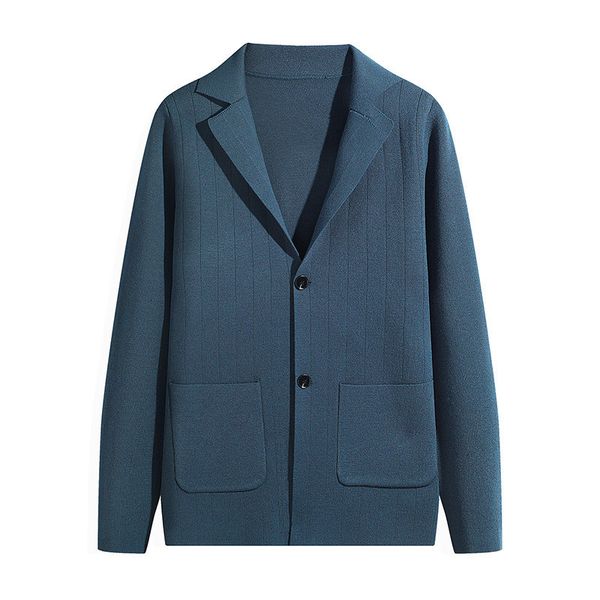 

knit sweater autumn cardigan men's 2021 pure color fashion striped with suit coat, White;black