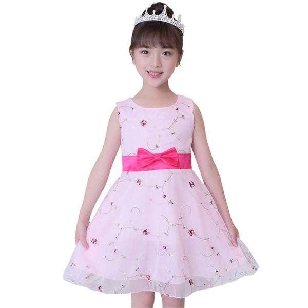 

girls dress floral mesh kids es for sleeveless princess summer cute tutu 6 8 10 12 14 210528, Red;yellow