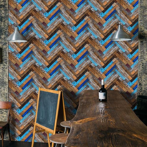 

wallpapers multi-colored wooden wall stickers retro oil-proof waterproof tile wallpaper for kitchen bathroom ground house decoration