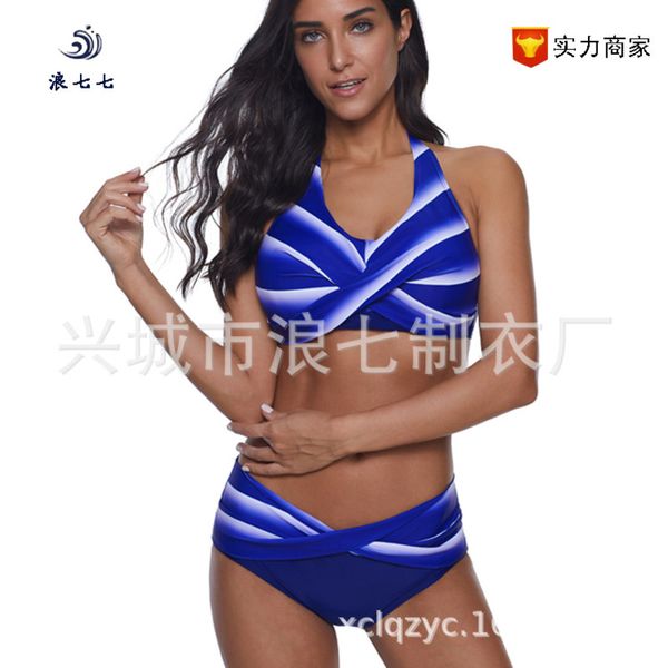 

blue bikini women's mi qi fashion swimsuit, White;black