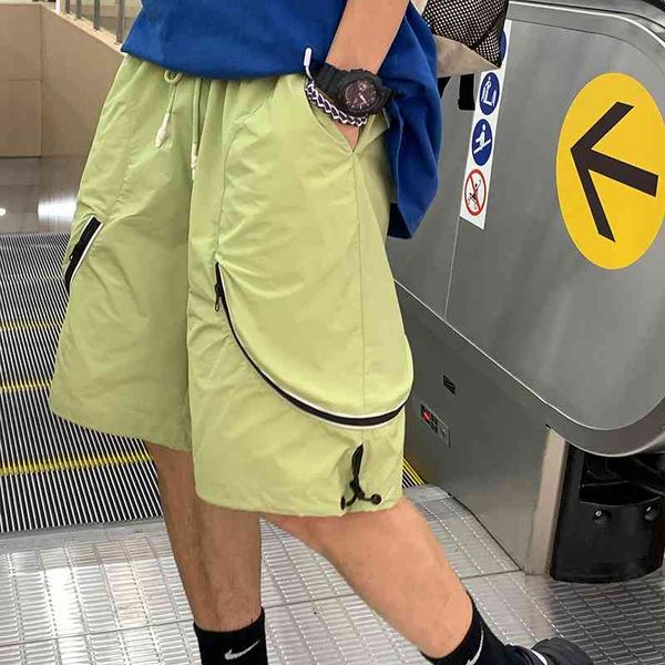 

men's casual zipper design of summer tooling shorts, White;black