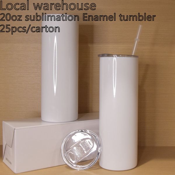 

local warehouse 20oz sublimation straight tumbler with enamel liner stainless steel skinny tumblers 2-layers vaccum insulated bottle car mug