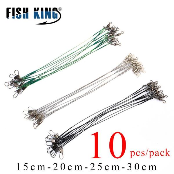 

braid line 10pcs 15/20/25/30cm fishing stainless steel wire leader leash with swivel 20lb leadcore fish accessories