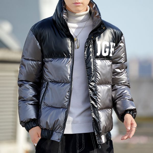 

winter jacket men fashion stand collar male parka jacket mens splicing thick jackets and coats man winter parkas m-3xl, Black