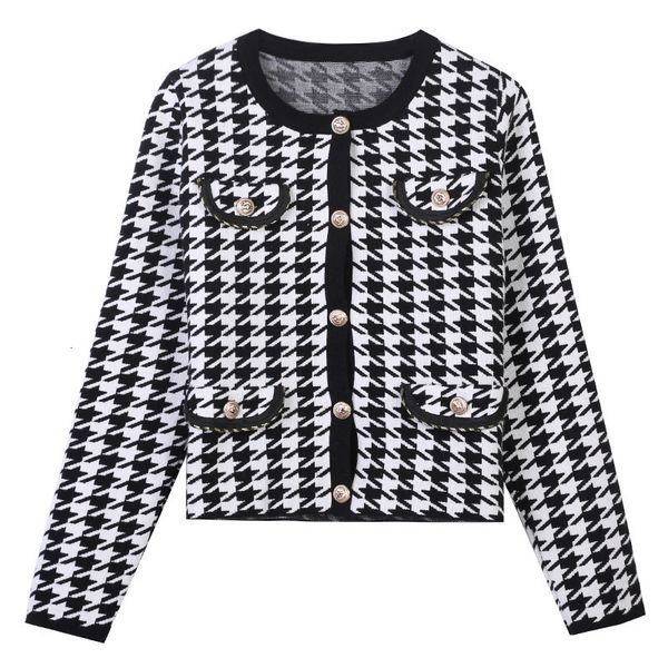 

women's jackets fall jacket celebrity retro shirt plaid long-sleeved single-breasted loose knitted cardigan trendy ladies 37al, Black;brown