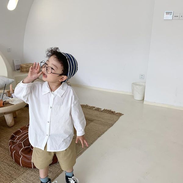 

shirts boys fashion all-match white casual spring autumn cotton long sleeve kids clothing, White;black