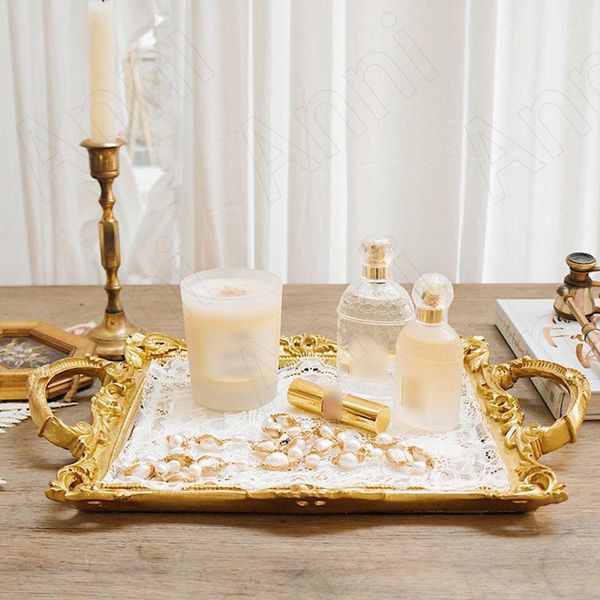 

kitchen storage & organization european mirror tray resin lace relief decorative bedroom cosmetic container deskjewelry organizer home d