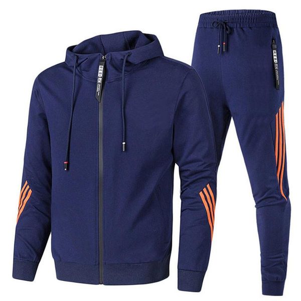 

men's tracksuits 2021 solid color spring and autumn hip-hop basketball zipper closure + casual pants daily sportswear suit, Gray