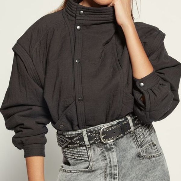 

jacket isabe solid color cotton sleeve removable loose yzh0, Black;brown