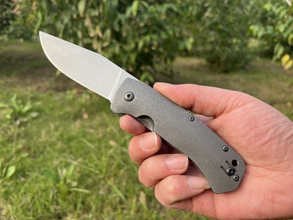 

7.8" custom manual frame lock c186 folding knife copper washer d2 blade titanium handle tactical outdoor camping pocket tool knives edc