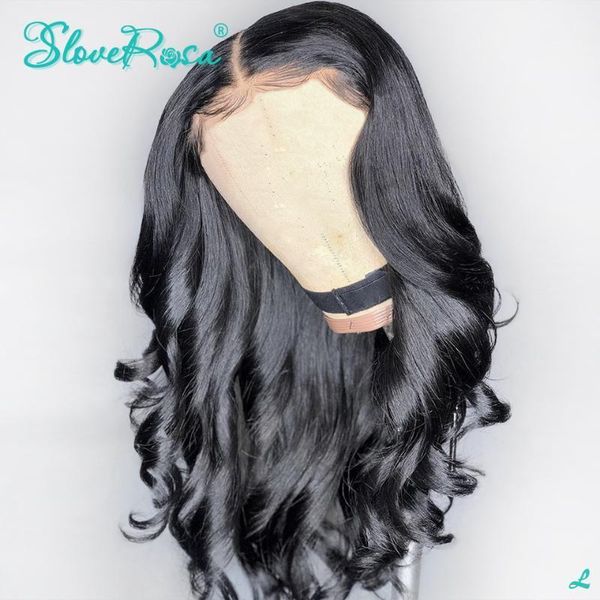 

13x4 loose wave wigs 130% density lace front human hair brazilian remy bleached knots for black woman slove rosa1, Black;brown