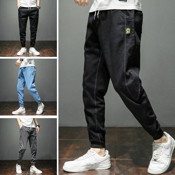 

men's jeans autumn and winter slim-fit small feet gray trousers 2021 trendy brand, Blue