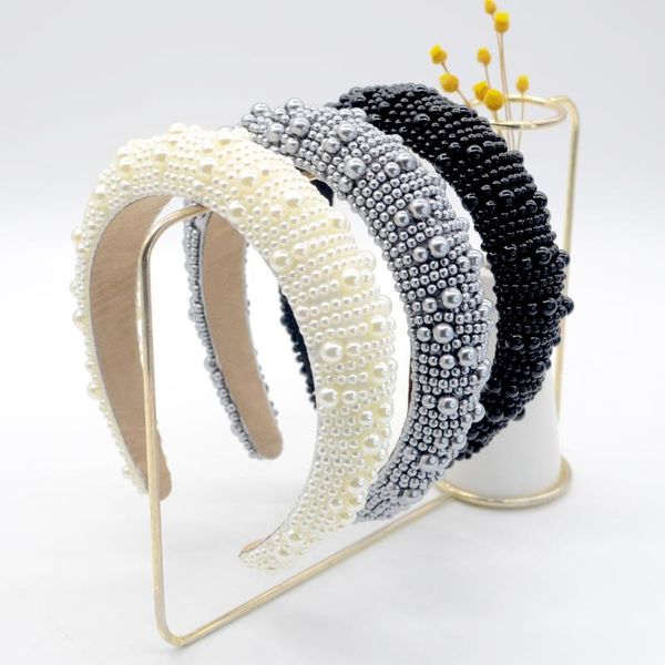 

hair clips & barrettes jolorym women pure color pearls baroque trendy headdress sponge crown hairband accessory wideth 3cm headband fg-yl-02, Golden;silver