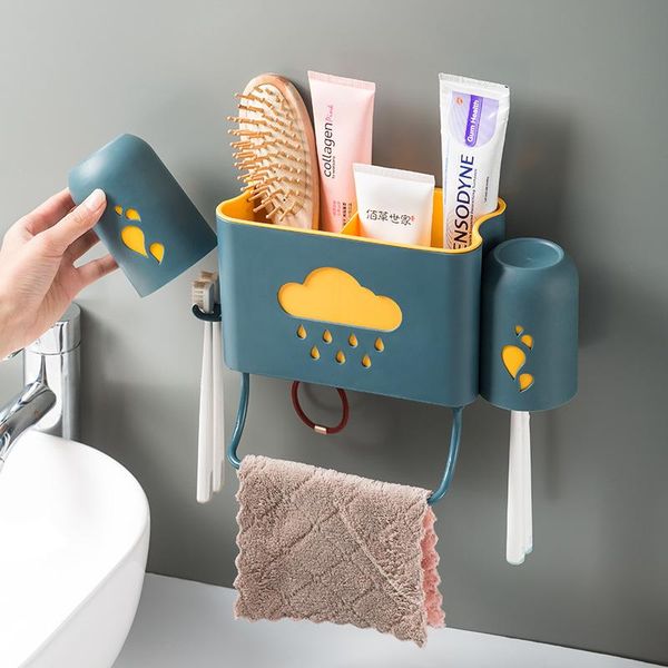 

multi-purpose toothbrush holder toothpaste cosmetic mass storage bathroom household accessories set