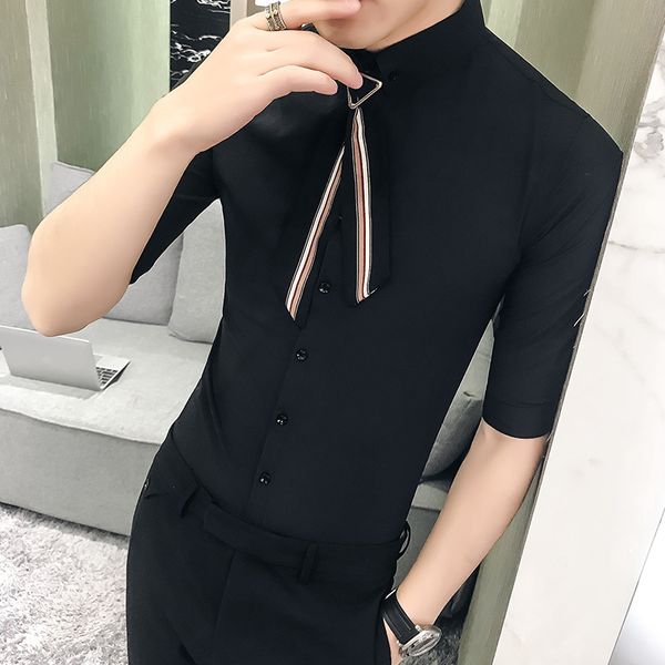 

men's casual shirts warmer sales plus size of men wearing will summer fashion streetwear with striped tie thin fitting half sleeve pw0m, White;black