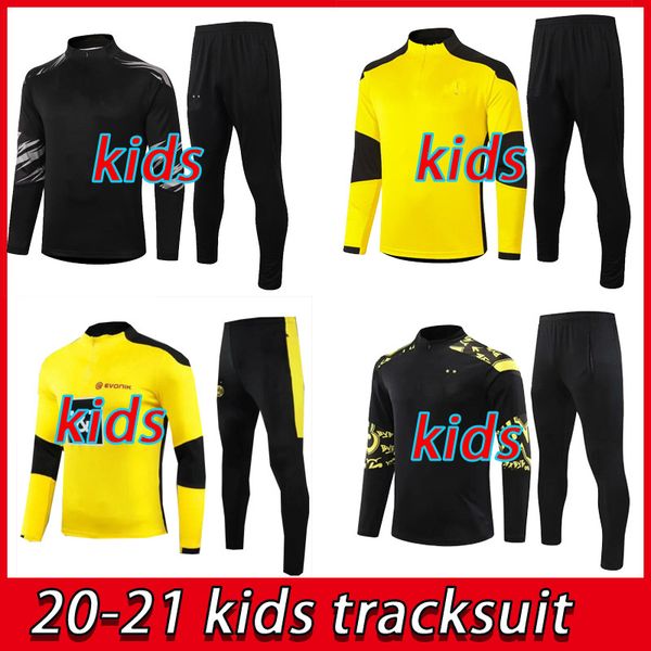 

20 21 borussia kids tracksuit jacket soccer sets 2021 dortmund child training football set survetement tracksuits, Black