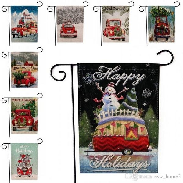 Weihnachten Winter Schneeflocke Auto Doppelseitiger Druck Garten Flagge Santa Claus Home Decor Flaggen Glücklich Festival Haushalt Hängen Flagge 496