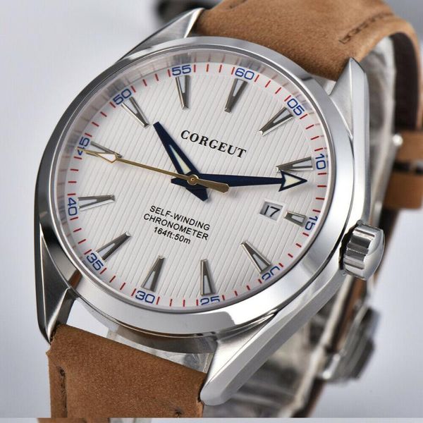 

wristwatches 41mm mens watch nh35 movement automatic sapphire glass stainless steel waterproof mechanical, Slivery;brown