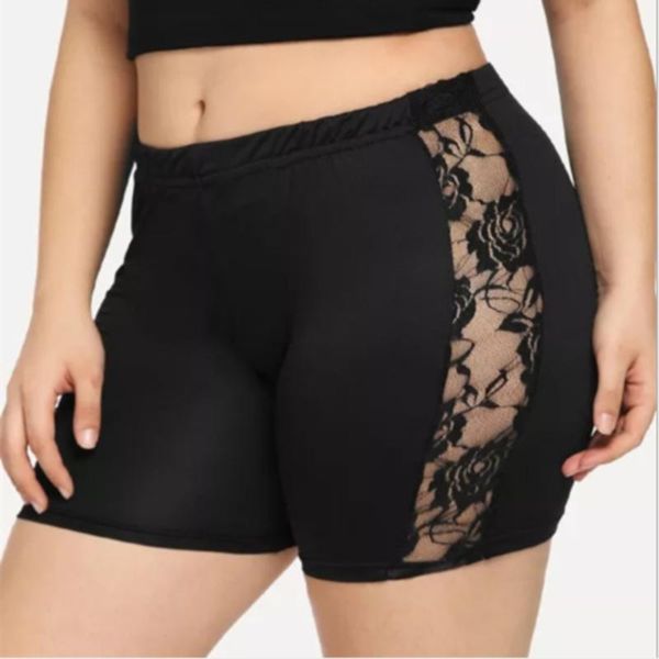 

women's leggings women short summer lace stitching ladies high elastic plus size mujer casual black jeggings
