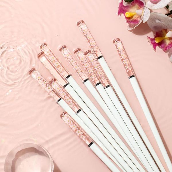 

10pairs anti-slip high temperature resistant chopsticks household high-grade alloy long