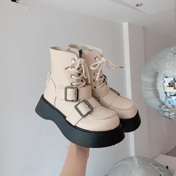 

boots med heel women shoes autumn round toe zipper luxury designer boots-women lolita ankle flat fashion ladies 2021, Black