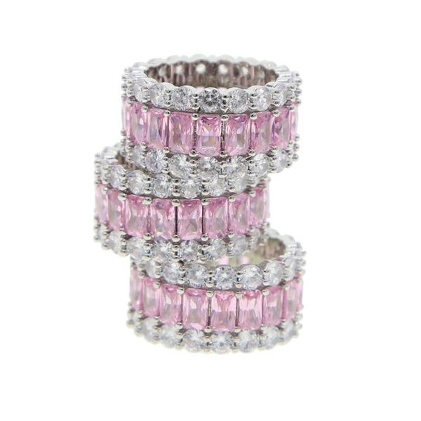 

wedding rings arrived big ring multicolor pink cz crystal wide band for women fashion sliver color jewelry gift, Slivery;golden