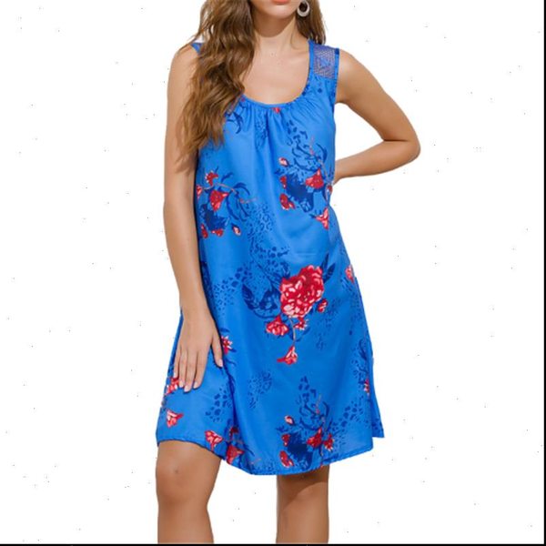 

elegant women dresses lace sleeveless tank dress summer plus size beach boho floral print loose casual mini, Black;gray
