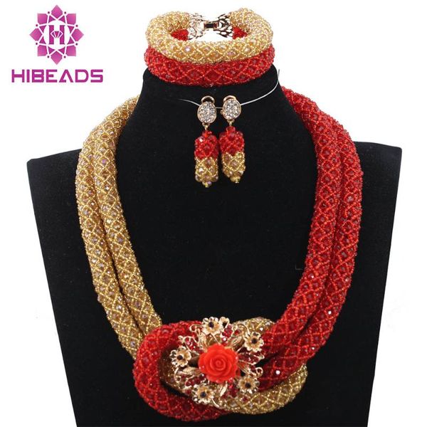 

earrings & necklace red and gold chunky crystal bracelet set pretty women jewelry birthday gift for lady abh206, Silver