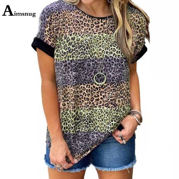 

plus size 4xl 5xl leopard print tee shirt women casual tshirt short sleeve summer patchwork loose pullovers femme women's t-shirt, White