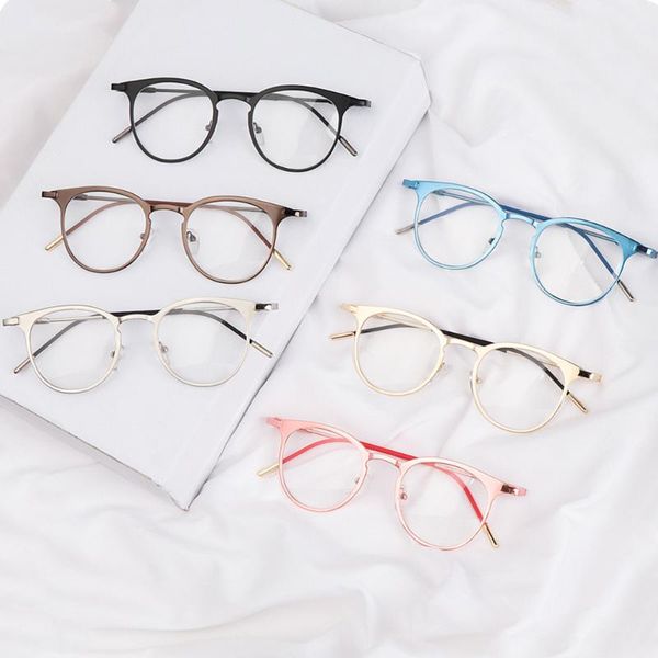 

sunglasses fashion metal round frame glasses women men vintage computer eye protection eyewear ultra light optical, White;black