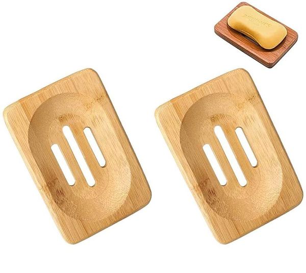 

soap dishes 2pcs natural wooden bamboo mildew drain shelf storage box eco-friendly bathroom accessories hardware