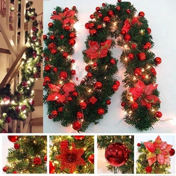 

christmas decorations 6 colors 2.7m luxury garland decoration rattan with lights xmas home party tree