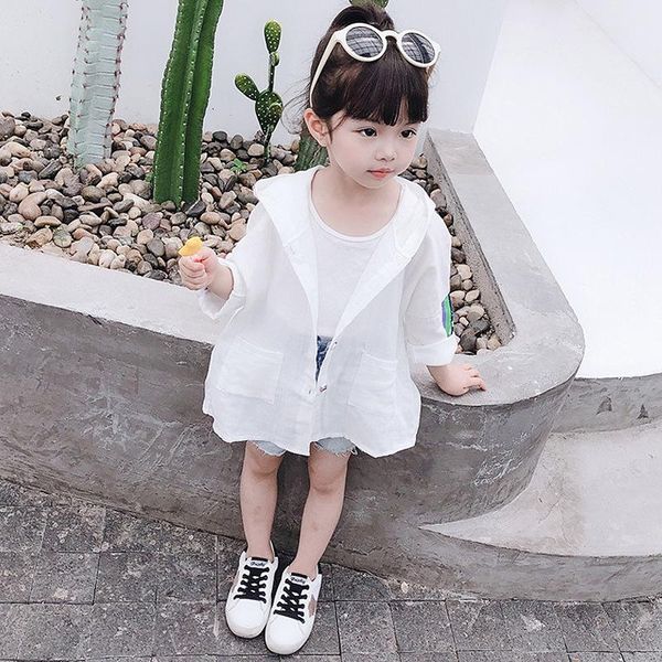 

jackets girls boys hooded summer sun protection coat cartoon beach outwear travel hiking thin coats children clothing, Blue;gray