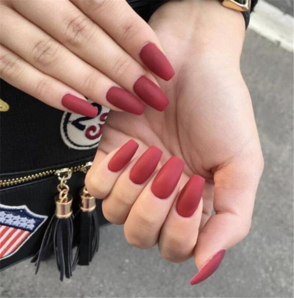 

false nails matte red black white nail extension fingernails fake supplies for professionals tools, Red;gold