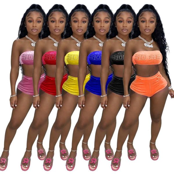 

women's tracksuits 42h1652 summer women casual fashion solid navel color letters diamond shorts yoga pants suit two-piece, Gray