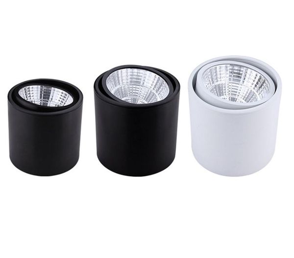 

downlights surface mounted dimmable white/black led cob downlight 5w/7w/10w/15w/20w lamp ceiling ac85-265v spot light with driver