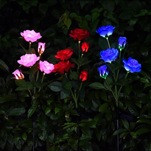 

solar lamps light led rose flower lawn lamp outdoor waterproof garden courtyard park corridor decorative lighting 1/2pcs