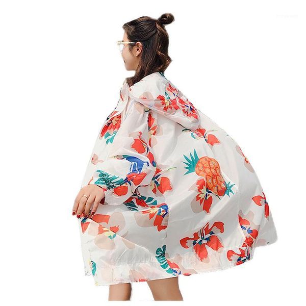 

women's trench coats women summer large size hooded sun protection clothing printing zipper thin section loose casual, Tan;black